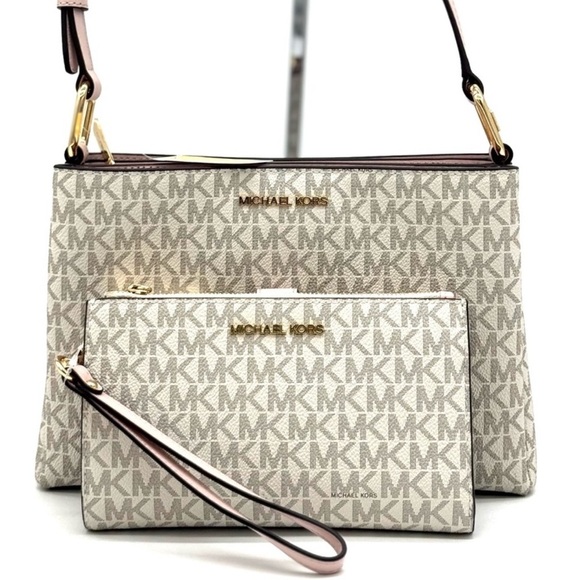 Michael Kors Trisha MD Triple Compartment Xbody Bag & Double Zip Wallet Set - Picture 2 of 12